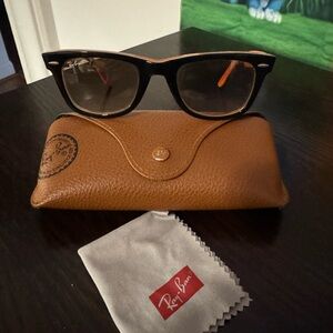 Ray-Bans Black and Orange Wayfarer Sunglasses with Case